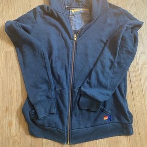 aviator nation lightning bolt zip up L black/grey